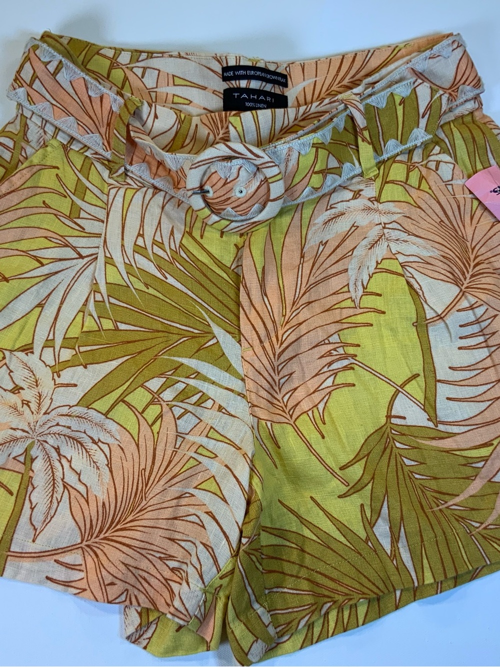 Tahari Peach and Olive Tropical Print Women's Shorts